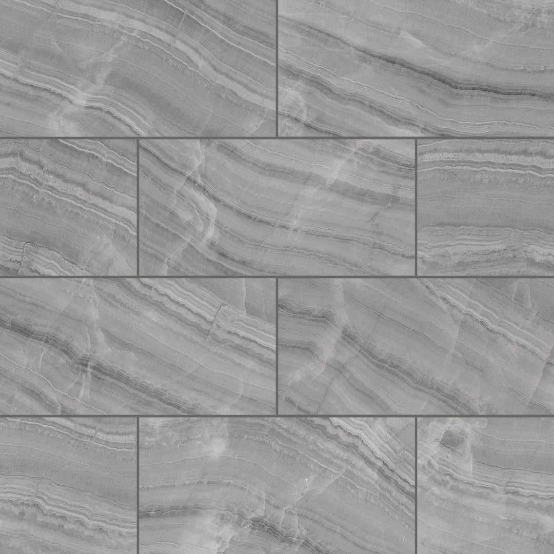 Bedrosians Gemma 12x24 Porcelain Honed Field Tile - Grey Onyx - STPGEMGRE1224H